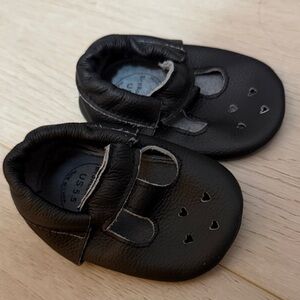 BirdRock Baby Black Leather Kids Shoes